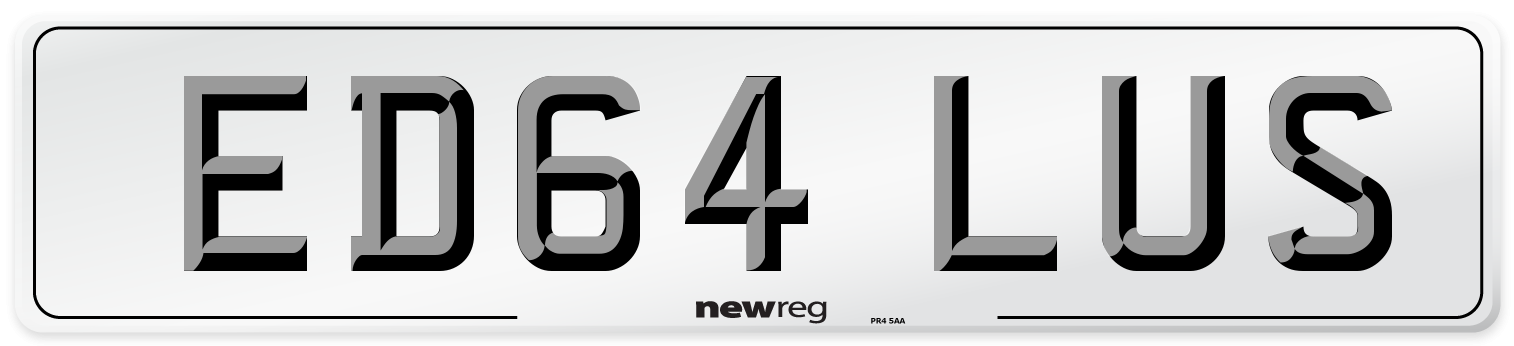 ED64 LUS Number Plate from New Reg
